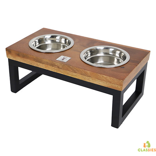 Boony Est 1941 Dinnerset Hout met Metalen Frame - Verhoogde Dubbele Voer en Drinkbak - Verkrijgbaar in 4 maten