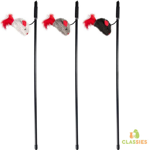 Kattenspeelgoed hengel Met Geluid - Zwart - 5 x 14 x 61