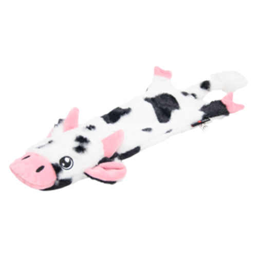 Jack and Vanilla Flatties Honden Knuffel - Koe met Pieper - Verkrijgbaar in 3 maten Classies