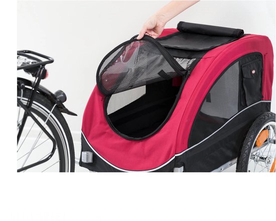 Trixie Fietskar - Zwart Rood 63x68x75/137 Cm Tot 22 Kg Medium Classies
