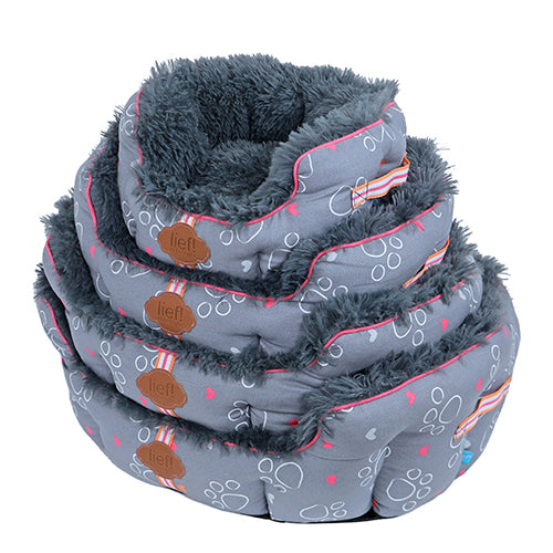 Süßes Hunde - Katzenkörbchen - Mädchen - rosa - grau