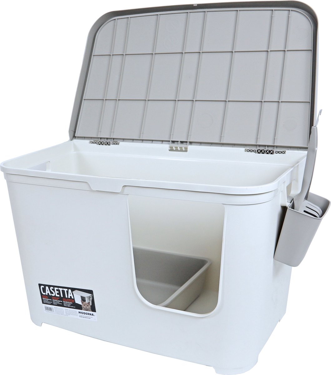 Moderna Kattenbak Casetta - Grijs Wit - Kattentoilet Classies