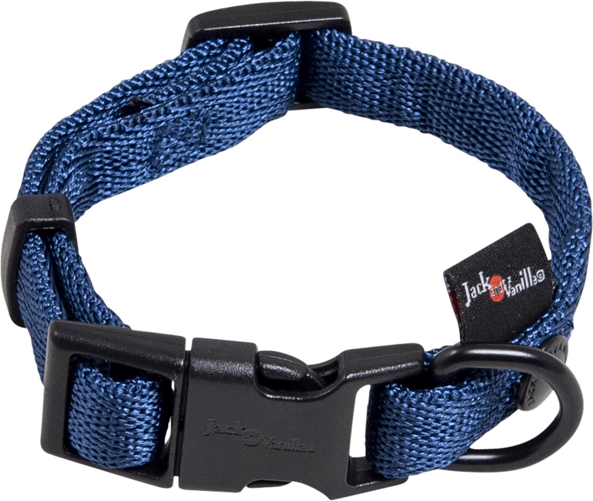 Jack And Vanilla - Halsbanden - Comfort Tube Nylon Hondenhalsband - Blauw - Xs - 16 - 24 cm - 12 mm Classies