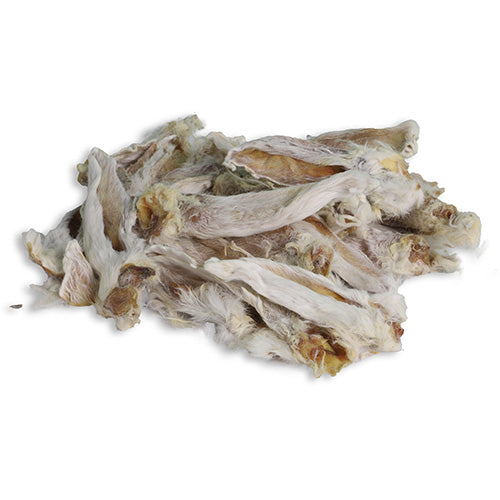 Natursnack Kaninchenohren mit Fell Beutel 100 oder 250 Gramm