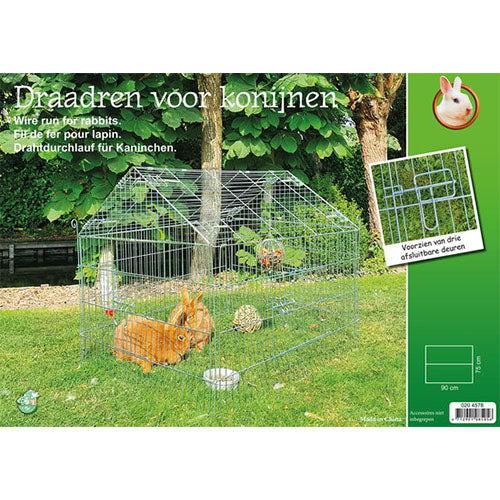 Boon - Konijnenren - Caviaren - Draadren met Puntdak - Verzinkt - Afmetingen: 90 x 75 x 75 cm Classies