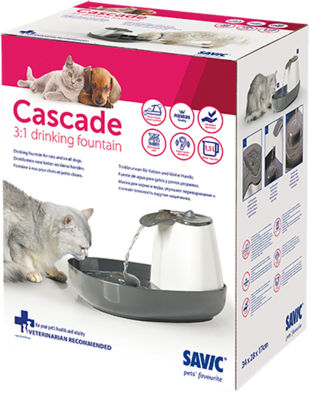 Savic drinkfontein cascade wit - antraciet 1,5 liter Classies