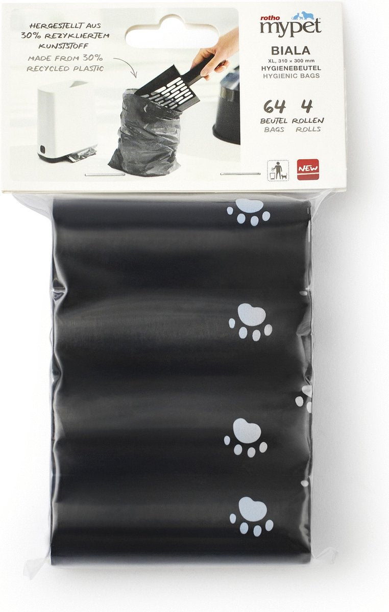 Rotho Biala - Hygienebeutel - Schwarz - 4 Rollen à 16 Stück