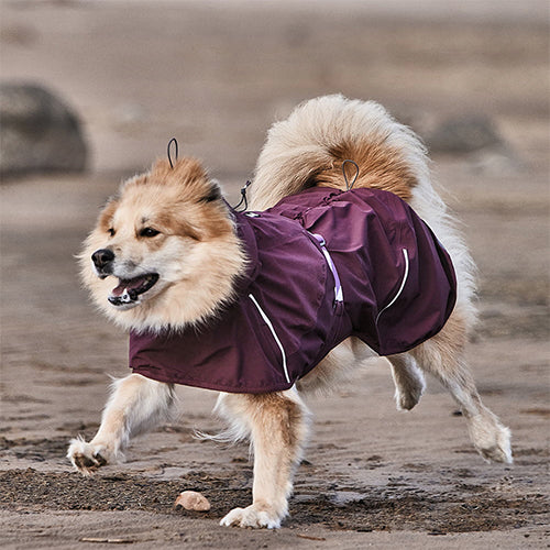 Hurtta Mudventure Coat – 4-Jahreszeiten-Regenmantel – Gelb, Grau und Burgunderrot