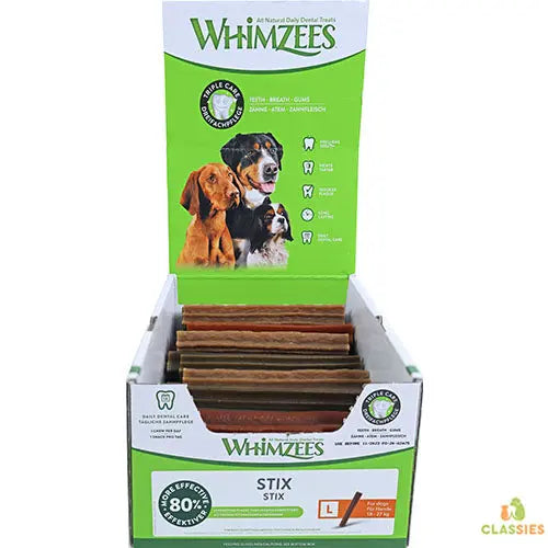 Whimzees vegan kauwsticks assorti in displaydoos Classies