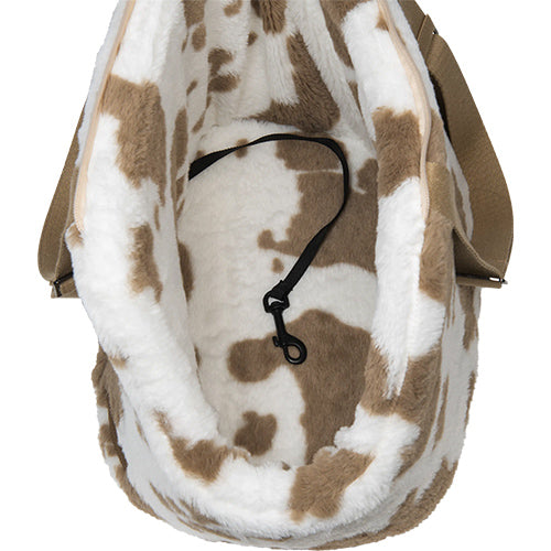 Animal Boulevard Cow Plush Draagtas Wit/Mokka - Verkrijgbaar in 2 maten Classies