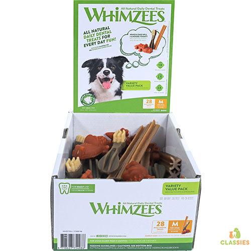 Whimzees vegan snack variety box mix