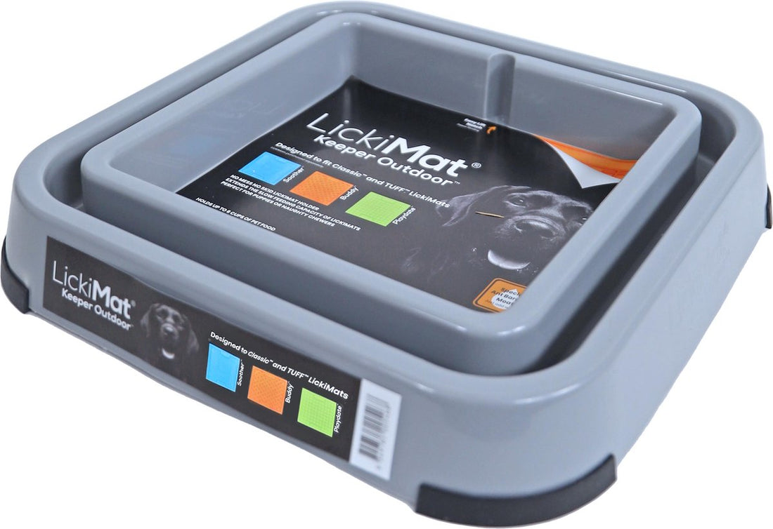 Licki Mat outdoor keeper - Voederbak/Voederbakhouder voor LickiMat anti-schrok - Voor buiten - Grijs - 31 cm