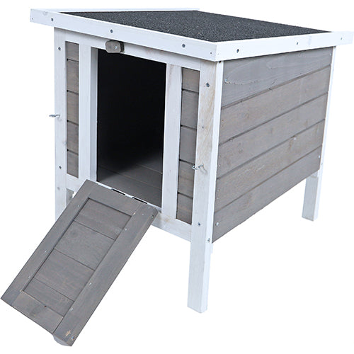 Nachthok voor knaagdieren of kippen - Bouwpakket - Kleur:grijs/wit - Afmetingen: 42x52x48 cm Classies