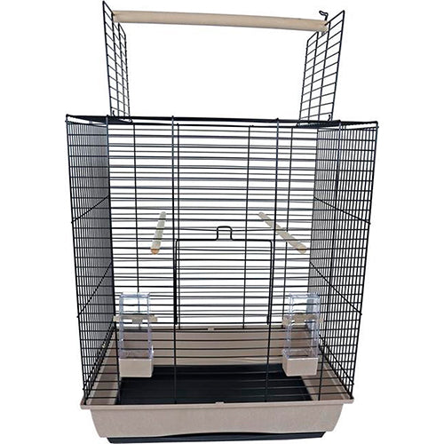 Papageienkäfig Vogelkäfig groß Ara schwarz beige 55,5 x 42,5 x 67,5/88 cm