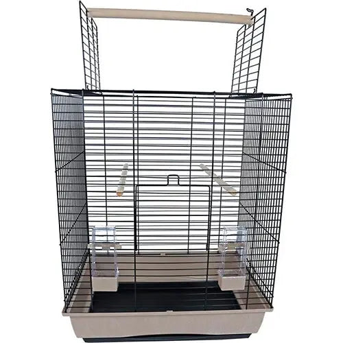 Papegaaienkooi vogelkooi big ara zwart beige 55,5 x 42,5 x 67,5/88 cm Zoemshop