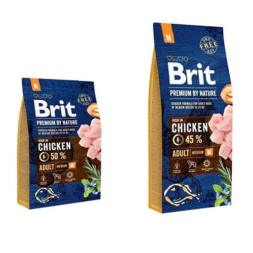 Brit Premium By Nature Adult M - Volledig Hondenvoer voor Volwassen Honden van Middelgrote Rassen van 10-25 kg - Verkrijgbaar in 3 of 15 kg