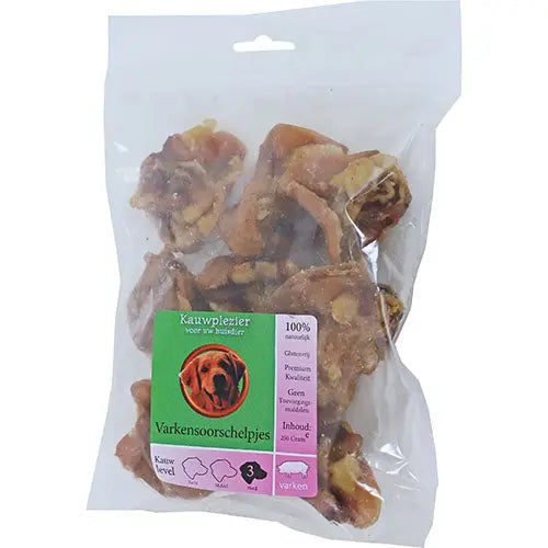 Natuurlijke Snack Varken - Varkensoorschelpjes per 250 of 500 gram Classies