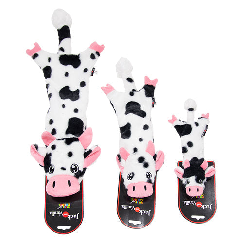 Jack and Vanilla Flatties Honden Knuffel - Koe met Pieper - Verkrijgbaar in 3 maten Classies