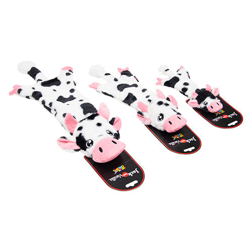 Jack and Vanilla Flatties Honden Knuffel - Koe met Pieper - Verkrijgbaar in 3 maten Classies