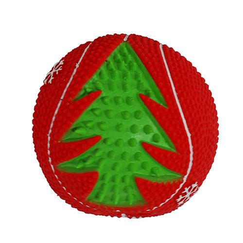 Boon hond speelgoed kerstbal latex 7,5cm rood/groen