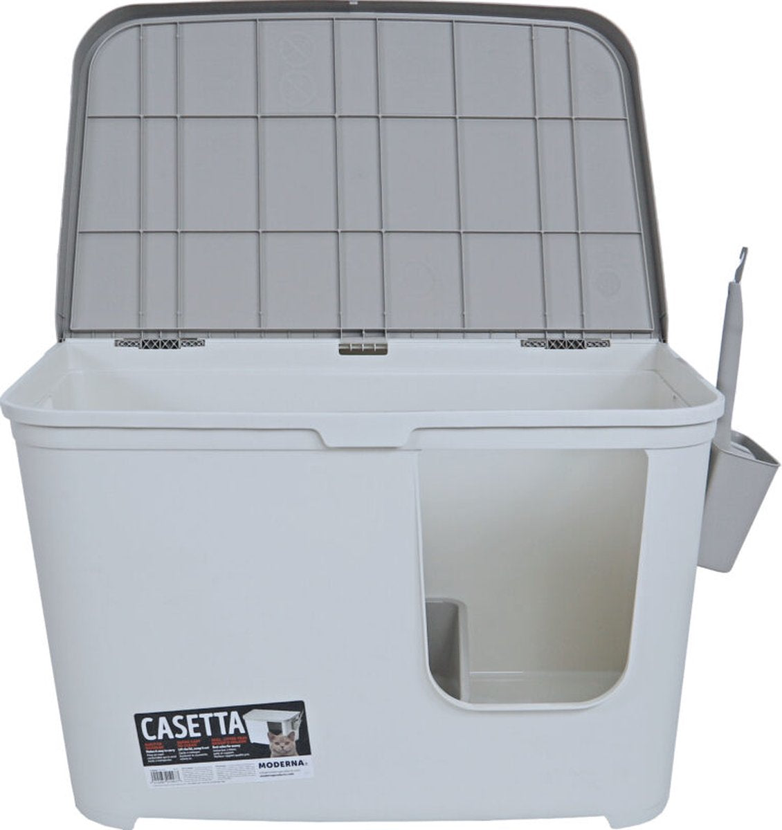 Moderna Kattenbak Casetta - Grijs Wit - Kattentoilet Classies