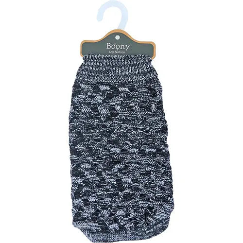 Boony Dog Fashion - Kabeltrui Tangled - Antraciet & Wit Classies
