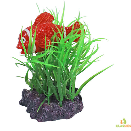 Boon Aqua Deco Ornament - Kunstplant met Clownsvis 10 cm