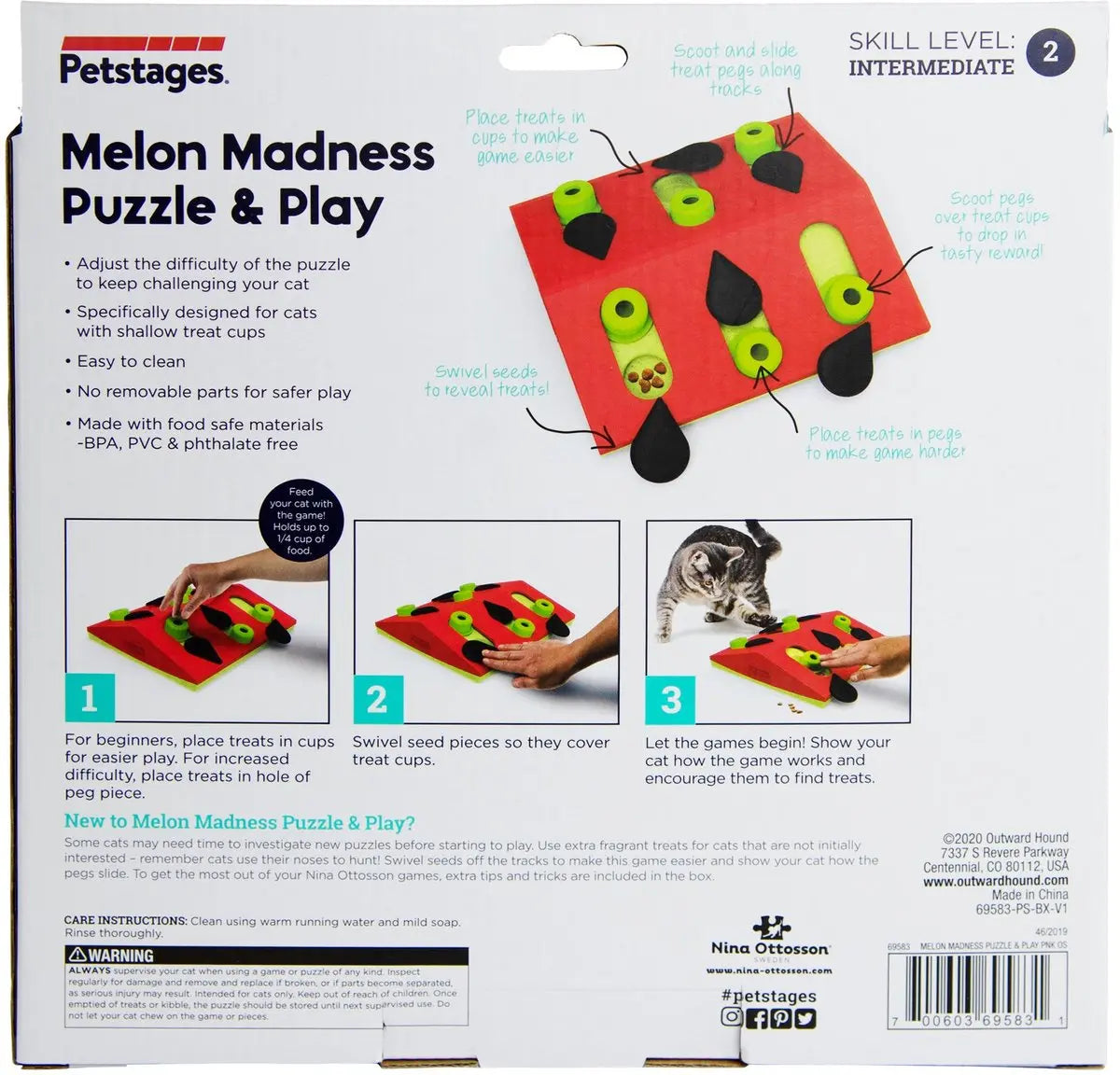 Petstages Melon Madness - Interactieve puzzel vulbaar met snacks voor katten Classies