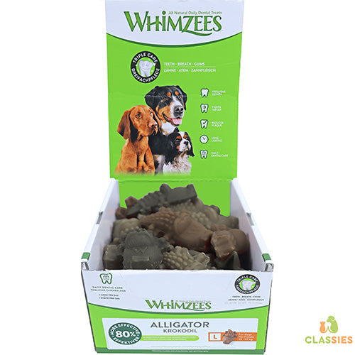 Whimzees alligator, large in displaydoos. (Besteleenheid per 30) Classies