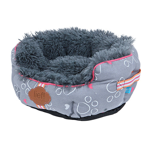 Süßes Hunde - Katzenkörbchen - Mädchen - rosa - grau