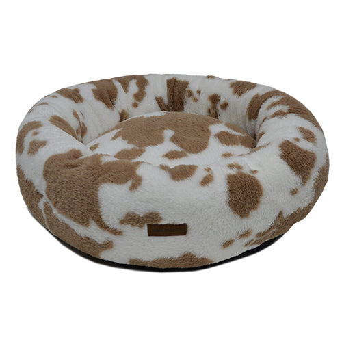 Animal Boulevard Classic Cow Plush Ronde Hondenmand - Kattenmand - Superzacht, Wasbaar & Anti-Slip - Ø60 cm