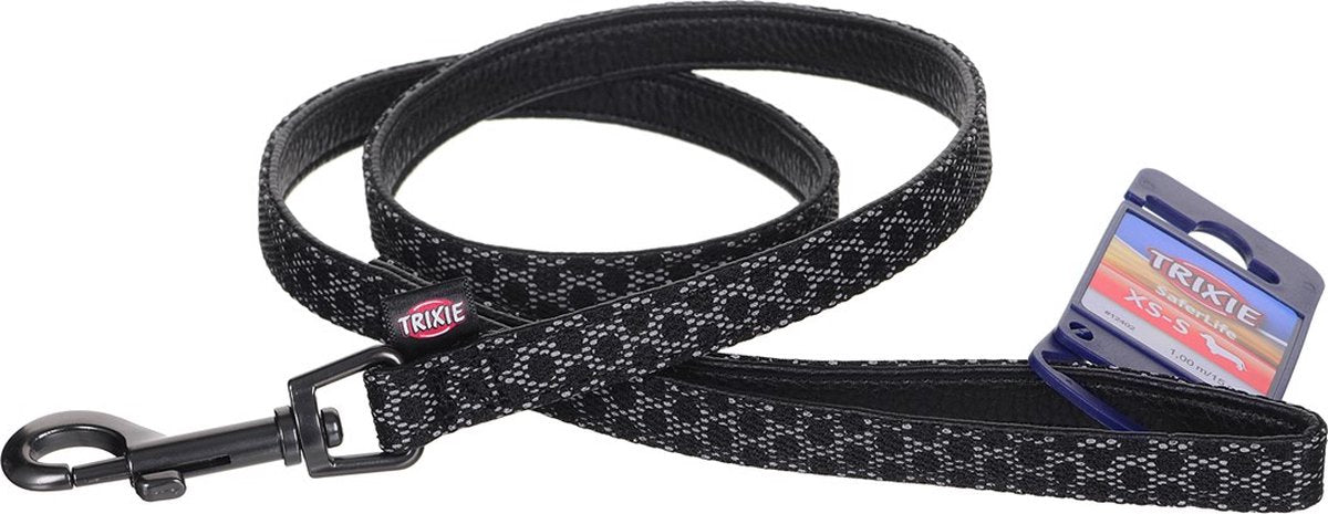 Trixie hondenriem night reflect zwart - 100X1,5 CM Classies