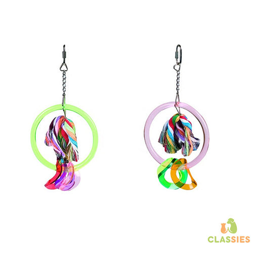 Vogelspeelgoed kooihanger acryl flosstouw mix kleur