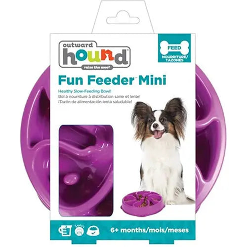Outward Hound Fun Feeder - Slow Feeder - Anti Schrok Voerbak - Paars - Mini - Ø20 cm Classies