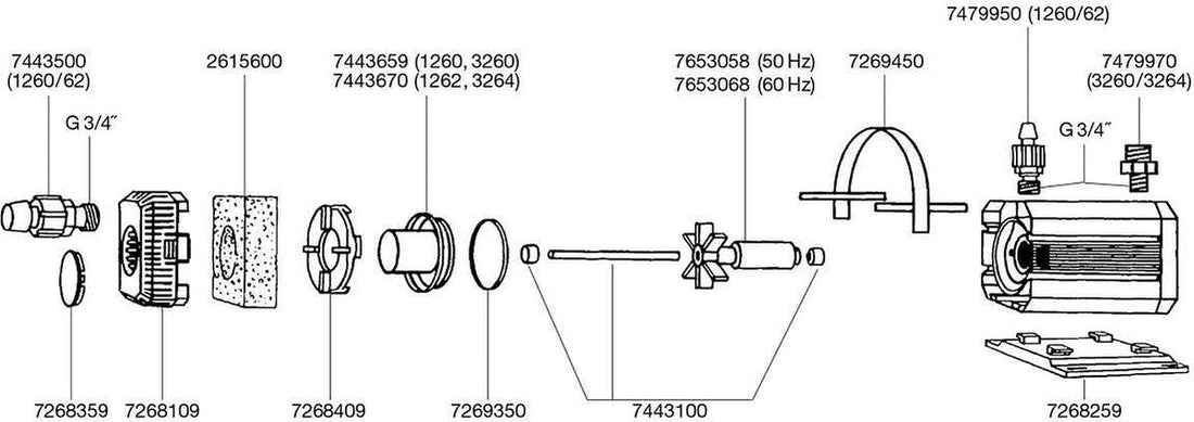 Eheim Rotor 50 Hz voor 1060/1260/1262/1264/3160/3260/3264 Classies