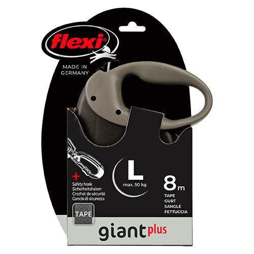 Flexi rollijn giant plus tape L zwart/zilver 8 meter Classies