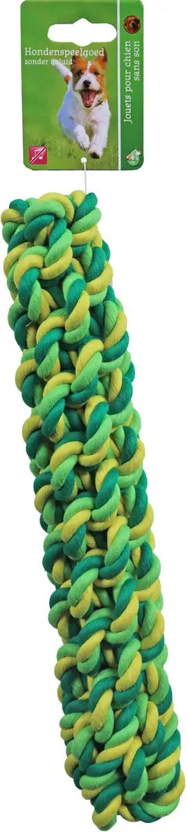 Boon Hondenspeelgoed Touwstick uit Katoen - Groen/Geel 22 cm Classies