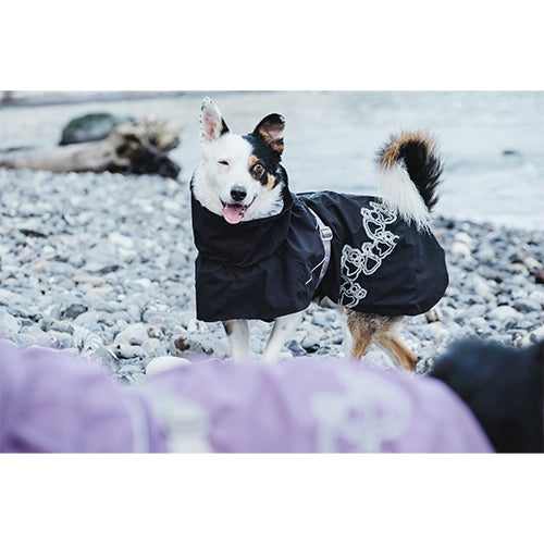 Hurtta Drizzle Coat regenjas - winterjas - zwart - paars Classies