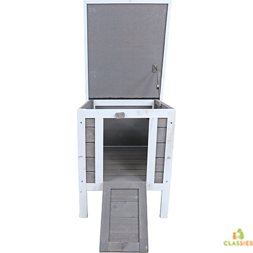 Nachtunterkunft für Nagetiere oder Hühner - Bausatz - Farbe: grau/weiß - Maße: 42x52x48 cm