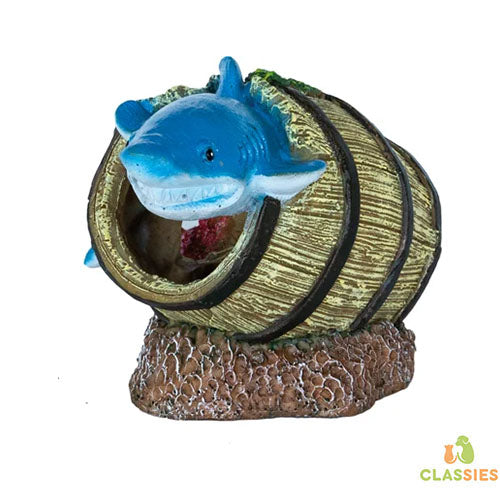 Superfish Aquarium Decoratie - Barrel met haai - 10x12x12 cm Classies