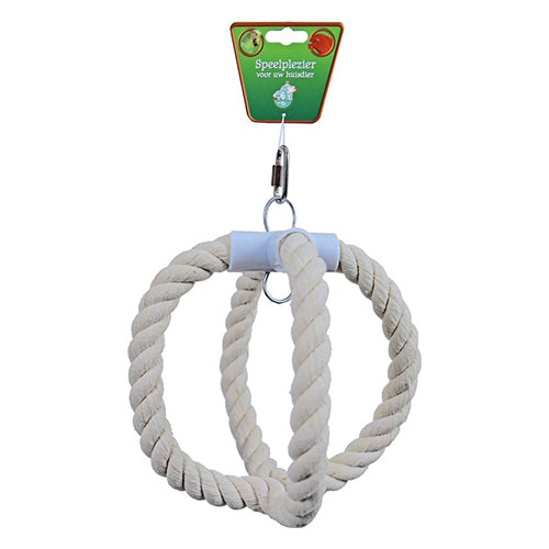 Vogelspeelgoed - kruisring van katoen - Maat: medium - 20 cm.