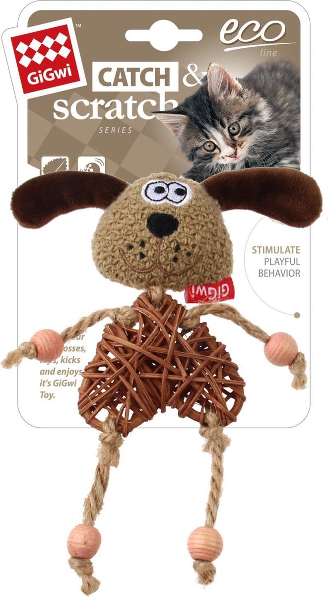 GIG ECO LINE Houten Diertje met Kattenkruid - - 6 x 13 x 17,5 cm Classies