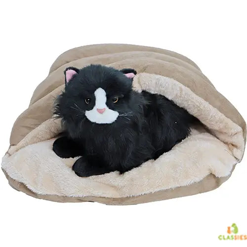 De Boon Pluche Slaapzak voor honden katten en knaagdieren - Bruin/Beige - 45 cm Classies