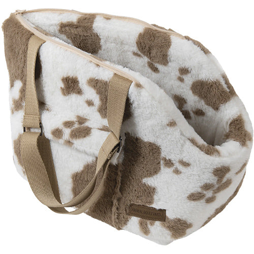 Animal Boulevard Cow Plush Draagtas Wit/Mokka - Verkrijgbaar in 2 maten Classies