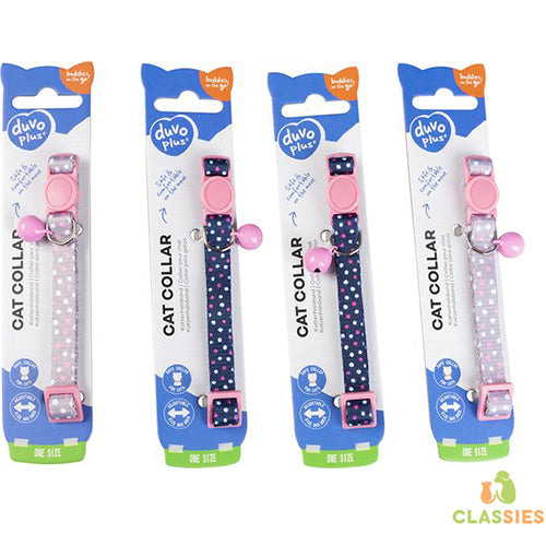 Kattenhalsband Bolletjes Nylon 20-30cm / 10mm Blauw/beige - 1st Classies