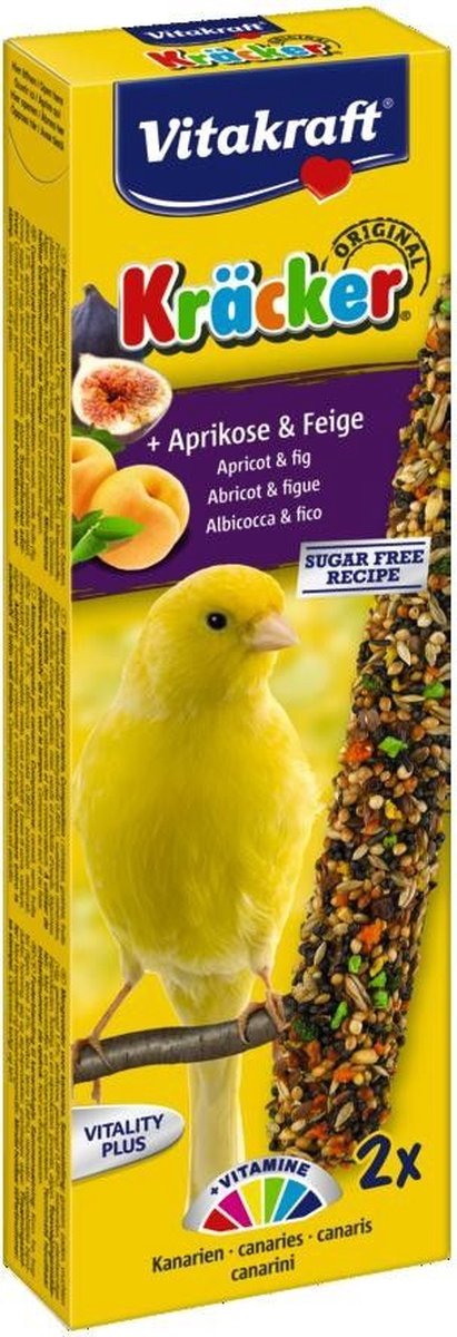 3x Vitakraft - Vogelsnack - abrikoos-vijg kräcker kanarie - 2in1 Classies