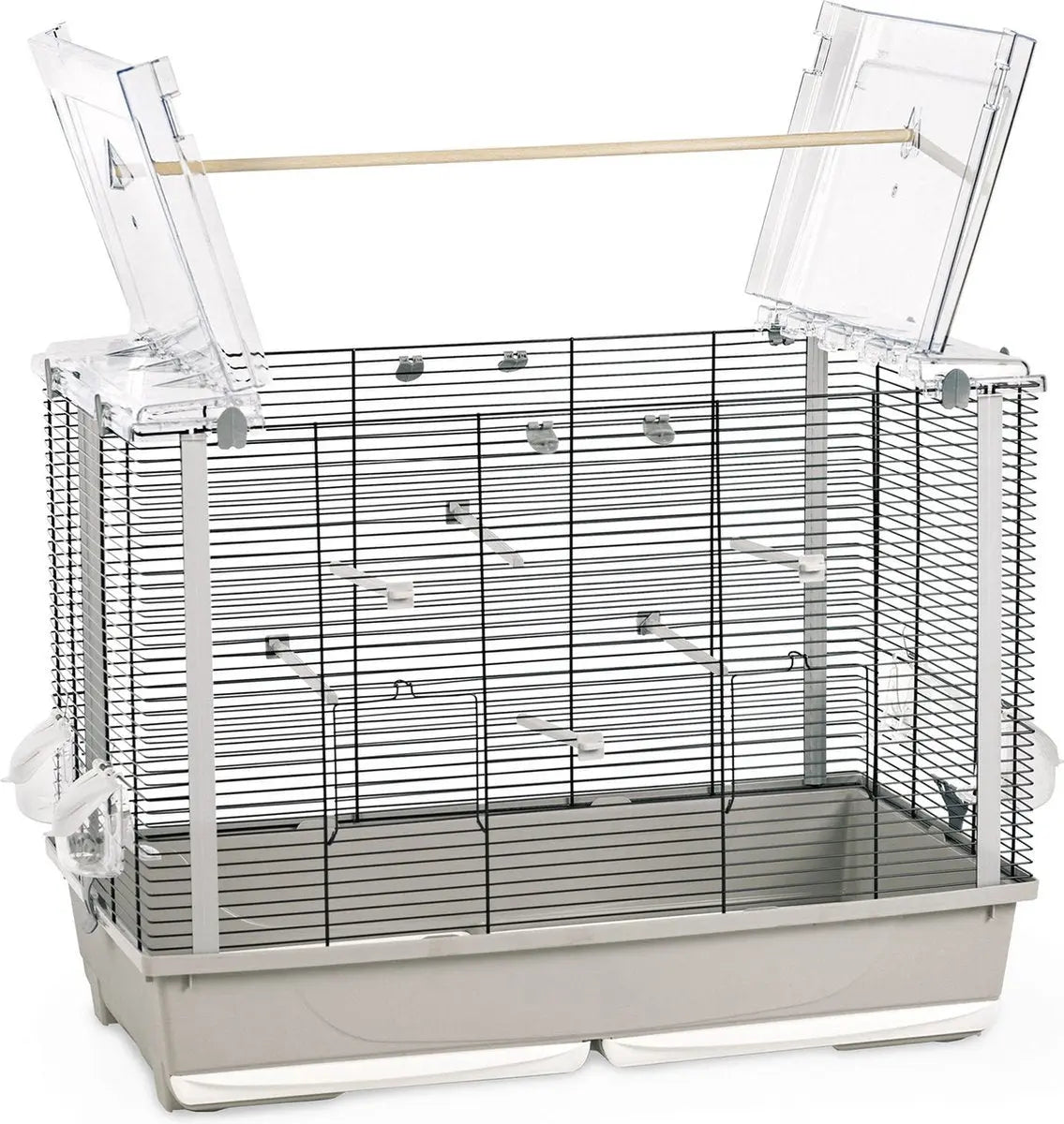 Vogelkooi Luana grijs open met plexi glas 79 x 45 x 60 cm Zoemshop