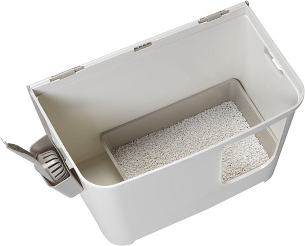 Moderna Kattenbak Casetta - Grijs Wit - Kattentoilet Classies