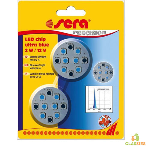Sera Diody LED chip ultra blauw 2 W / 12 V, 2 stuks