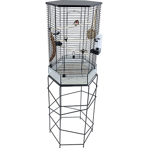 Interzoo vogelkooi Vision, hexo zwart. Classies